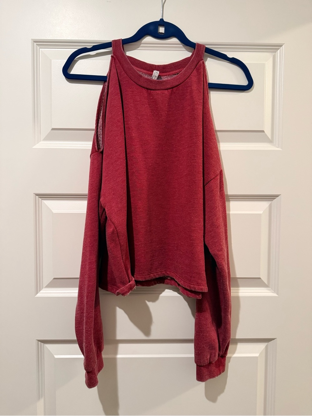 Z Supply Cold-Shoulder Sweatshirt in Brick Red
